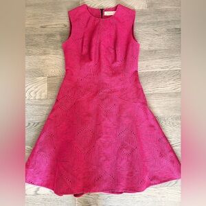 Lela Rose Geometric Textured Print Midi Dress